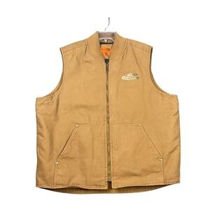 CornerStone Canvas Work Vest Mens 2XL Brown Duck Cloth Team Dally Insulated Zip